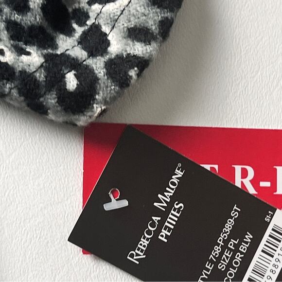 Rebecca Malone Petites Women's Animal Print Bejeweled  Sweater Sz PL - Picture 3 of 10